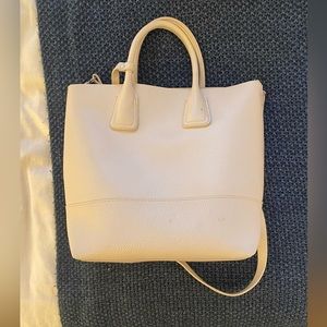 Zara White/Cream Faux Leather Tote Bag Purse